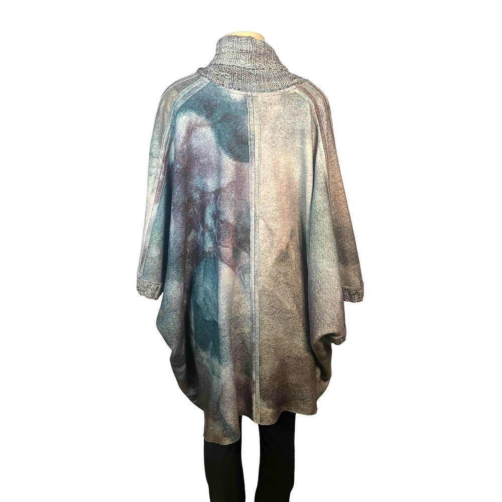 Aigua Anthropolgie 100% Wool Art to Wear Shawl Cardigan Multicolor Relaxed OS